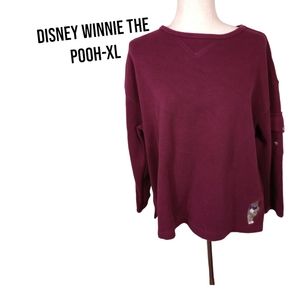 EUC Disney Store Size XL Embroidered Winnie The Pooh Wine Sweatshirt Pullover